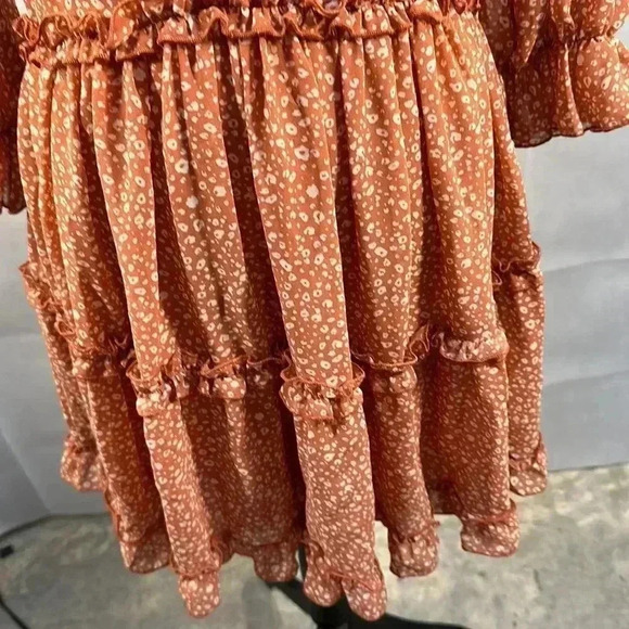 She and Sky Lined Coral Ruffle Dress - Picture 5 of 7